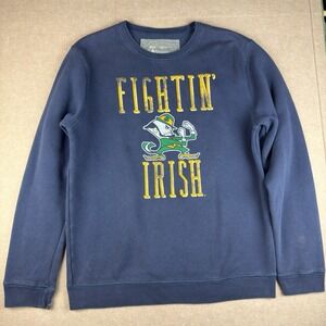 University T Fightin' Irish Mens L Blue Crewneck Sweatshirt Notre Dame Mascot‎